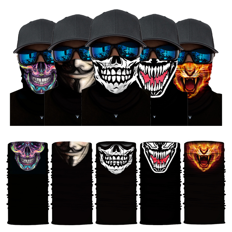 Face Scarf Mask - Cycling Motorcycle Bandanas Skull 3D Seamless