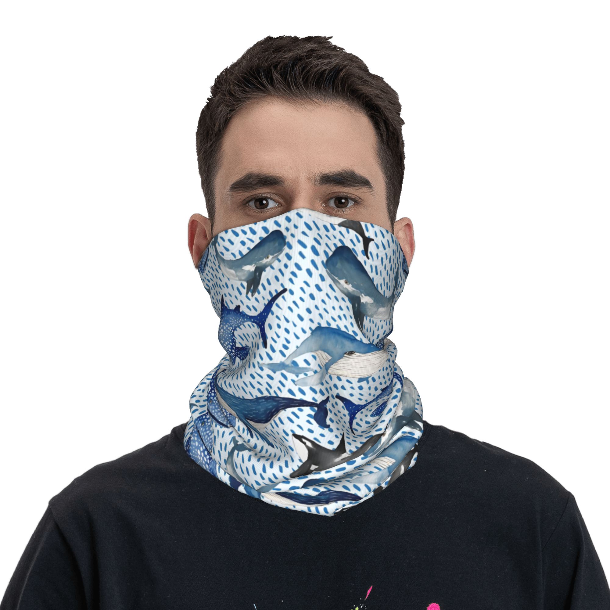 Custom Blue Watercolour Shark  - огляд і ціна Neck Warmer Tube