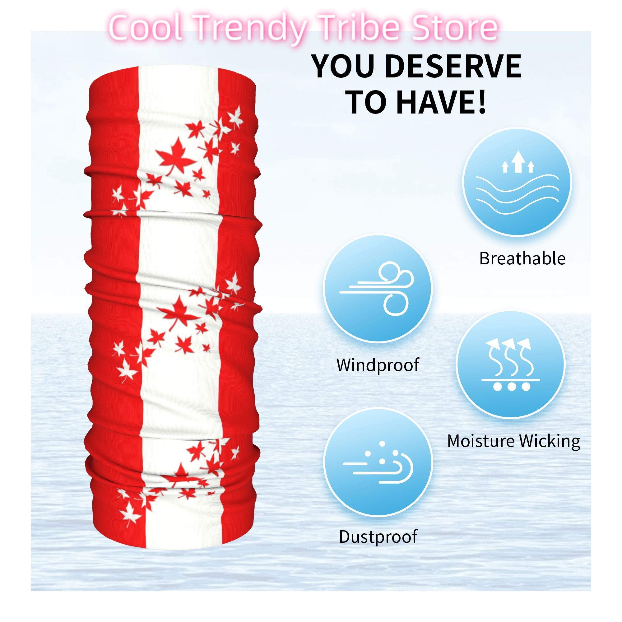 Custom Maple Leaf Canada Flag  - огляд і ціна Neck Warmer Tube