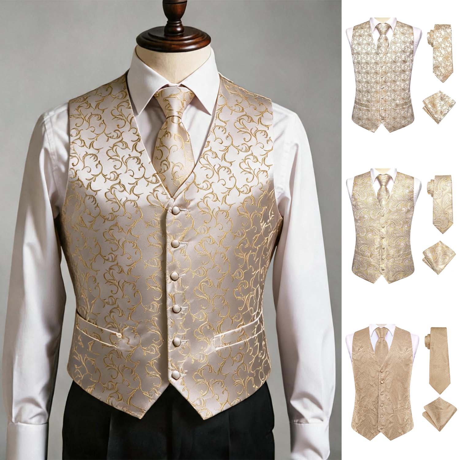 Apricot Men Vest Three-Piece S - огляд і ціна Pocket Square Set